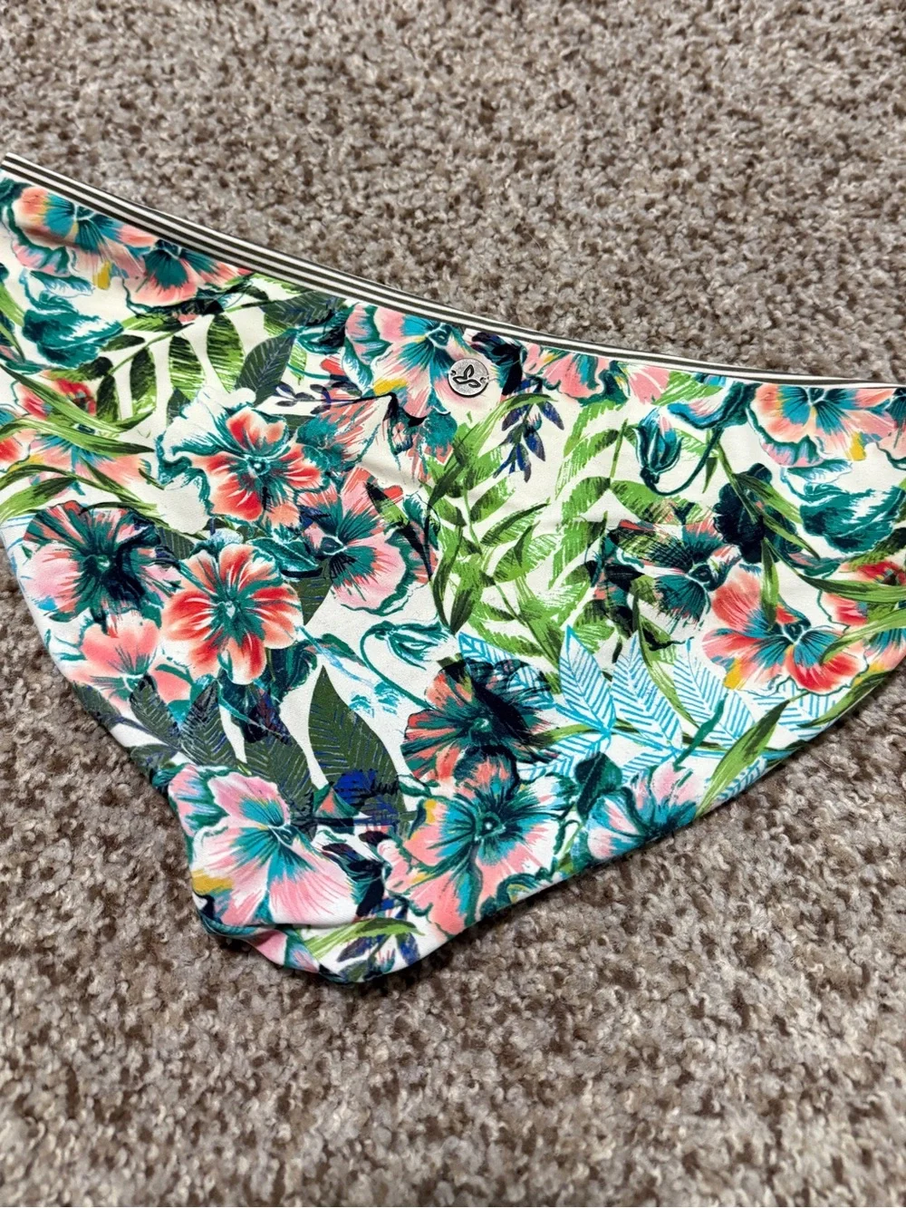 Prana Floral & Striped Reversible Bikini Bottom